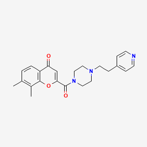 molecular formula C23H25N3O3 B4520492 7,8-DIMETHYL-2-{4-[2-(PYRIDIN-4-YL)ETHYL]PIPERAZINE-1-CARBONYL}-4H-CHROMEN-4-ONE 