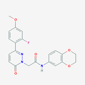 molecular formula C21H18FN3O5 B4520519 N-(2,3-dihydro-1,4-benzodioxin-6-yl)-2-[3-(2-fluoro-4-methoxyphenyl)-6-oxopyridazin-1(6H)-yl]acetamide 