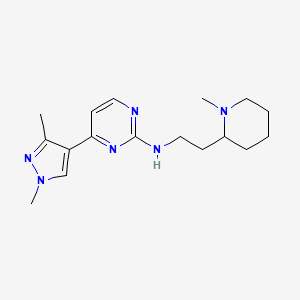 molecular formula C17H26N6 B4520580 4-(1,3-dimethyl-1H-pyrazol-4-yl)-N-[2-(1-methyl-2-piperidinyl)ethyl]-2-pyrimidinamine trifluoroacetate 