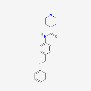 molecular formula C20H24N2OS B4520585 1-methyl-N-{4-[(phenylthio)methyl]phenyl}-4-piperidinecarboxamide 