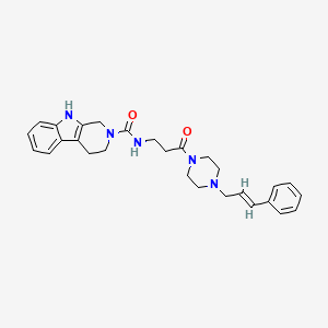 molecular formula C28H33N5O2 B4520604 N-{3-oxo-3-[4-(3-phenyl-2-propen-1-yl)-1-piperazinyl]propyl}-1,3,4,9-tetrahydro-2H-beta-carboline-2-carboxamide 