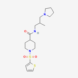 molecular formula C18H29N3O3S2 B4520625 N-[2-methyl-3-(1-pyrrolidinyl)propyl]-1-(2-thienylsulfonyl)-4-piperidinecarboxamide 