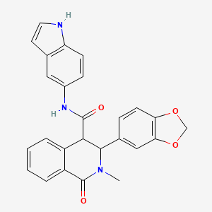 molecular formula C26H21N3O4 B4520800 3-(1,3-benzodioxol-5-yl)-N-(1H-indol-5-yl)-2-methyl-1-oxo-1,2,3,4-tetrahydroisoquinoline-4-carboxamide 