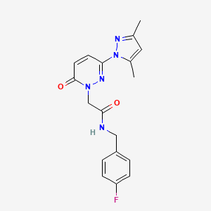 2-(3-(3,5-dimethyl-1H-pyrazol-1-yl)-6-oxopyridazin-1(6H)-yl)-N-(4-fluorobenzyl)acetamide