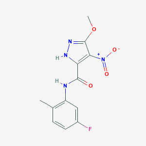 molecular formula C12H11FN4O4 B452086 N-(5-fluoro-2-methylphenyl)-3-methoxy-4-nitro-1H-pyrazole-5-carboxamide 