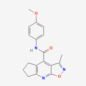 molecular formula C18H17N3O3 B4520865 N-(4-methoxyphenyl)-3-methyl-6,7-dihydro-5H-cyclopenta[b][1,2]oxazolo[4,5-e]pyridine-4-carboxamide 