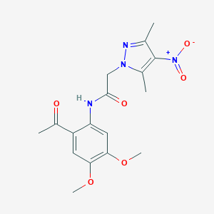 molecular formula C17H20N4O6 B452087 N-(2-acetyl-4,5-dimethoxyphenyl)-2-(3,5-dimethyl-4-nitro-1H-pyrazol-1-yl)acetamide 