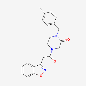 molecular formula C21H21N3O3 B4521021 4-[2-(1,2-Benzoxazol-3-yl)acetyl]-1-[(4-methylphenyl)methyl]piperazin-2-one 