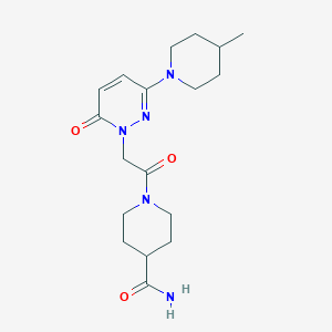 molecular formula C18H27N5O3 B4521058 1-{[3-(4-methylpiperidin-1-yl)-6-oxopyridazin-1(6H)-yl]acetyl}piperidine-4-carboxamide 