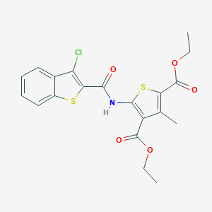 molecular formula C20H18ClNO5S2 B452107 Diethyl 5-{[(3-chloro-1-benzothien-2-yl)carbonyl]amino}-3-methyl-2,4-thiophenedicarboxylate 
