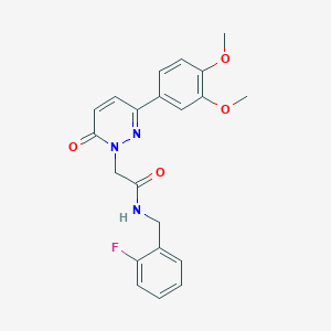 molecular formula C21H20FN3O4 B4521103 2-(3-(3,4-dimethoxyphenyl)-6-oxopyridazin-1(6H)-yl)-N-(2-fluorobenzyl)acetamide 