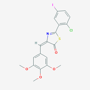 molecular formula C19H15ClINO4S B452116 2-(2-chloro-5-iodophenyl)-4-(3,4,5-trimethoxybenzylidene)-1,3-thiazol-5(4H)-one 