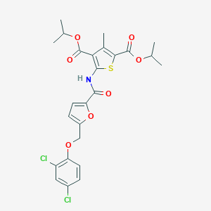 molecular formula C25H25Cl2NO7S B452119 Diisopropyl 5-({5-[(2,4-dichlorophenoxy)methyl]-2-furoyl}amino)-3-methyl-2,4-thiophenedicarboxylate 