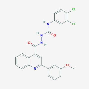 molecular formula C24H18Cl2N4O3 B452130 N-(3,4-dichlorophenyl)-2-{[2-(3-methoxyphenyl)-4-quinolinyl]carbonyl}hydrazinecarboxamide 