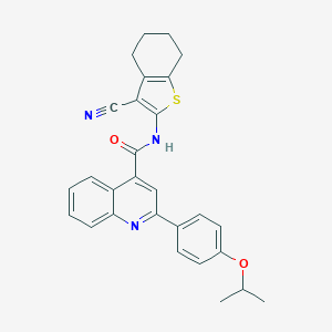 molecular formula C28H25N3O2S B452134 N-(3-cyano-4,5,6,7-tetrahydro-1-benzothien-2-yl)-2-(4-isopropoxyphenyl)-4-quinolinecarboxamide 