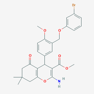 methyl 2-amino-4-{3-[(3-bromophenoxy)methyl]-4-methoxyphenyl}-7,7-dimethyl-5-oxo-5,6,7,8-tetrahydro-4H-chromene-3-carboxylate