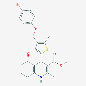 molecular formula C24H24BrNO4S B452142 Methyl 4-{4-[(4-bromophenoxy)methyl]-5-methyl-2-thienyl}-2-methyl-5-oxo-1,4,5,6,7,8-hexahydro-3-quinolinecarboxylate 