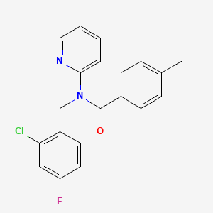 molecular formula C20H16ClFN2O B4521430 N-[(2-CHLORO-4-FLUOROPHENYL)METHYL]-4-METHYL-N-(PYRIDIN-2-YL)BENZAMIDE 