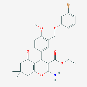 ethyl 2-amino-4-{3-[(3-bromophenoxy)methyl]-4-methoxyphenyl}-7,7-dimethyl-5-oxo-5,6,7,8-tetrahydro-4H-chromene-3-carboxylate