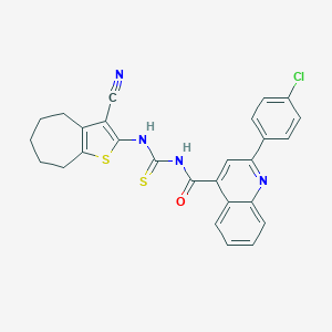 2-(4-chlorophenyl)-N-[(3-cyano-5,6,7,8-tetrahydro-4H-cyclohepta[b]thiophen-2-yl)carbamothioyl]quinoline-4-carboxamide