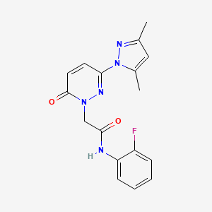 2-(3-(3,5-dimethyl-1H-pyrazol-1-yl)-6-oxopyridazin-1(6H)-yl)-N-(2-fluorophenyl)acetamide