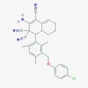 molecular formula C29H27ClN4O B452164 2-amino-4-{3-[(4-chlorophenoxy)methyl]-2,4,6-trimethylphenyl}-4a,5,6,7-tetrahydro-1,3,3(4H)-naphthalenetricarbonitrile 