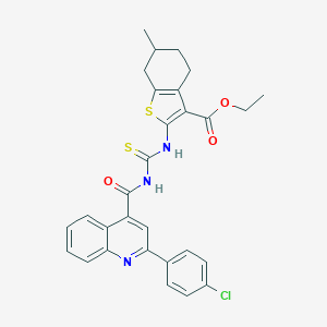 molecular formula C29H26ClN3O3S2 B452165 Ethyl 2-[({[2-(4-chlorophenyl)quinolin-4-yl]carbonyl}carbamothioyl)amino]-6-methyl-4,5,6,7-tetrahydro-1-benzothiophene-3-carboxylate 