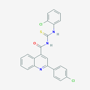 molecular formula C23H15Cl2N3OS B452166 2-(4-chlorophenyl)-N-[(2-chlorophenyl)carbamothioyl]quinoline-4-carboxamide 