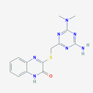 molecular formula C14H15N7OS B4521695 3-({[4-amino-6-(dimethylamino)-1,3,5-triazin-2-yl]methyl}thio)-2(1H)-quinoxalinone 