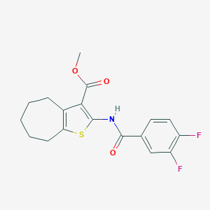 molecular formula C18H17F2NO3S B452173 methyl 2-[(3,4-difluorobenzoyl)amino]-5,6,7,8-tetrahydro-4H-cyclohepta[b]thiophene-3-carboxylate 