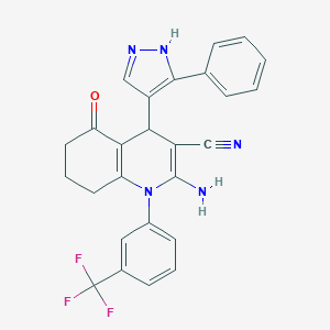 2-amino-5-oxo-4-(3-phenyl-1H-pyrazol-4-yl)-1-[3-(trifluoromethyl)phenyl]-1,4,5,6,7,8-hexahydro-3-quinolinecarbonitrile