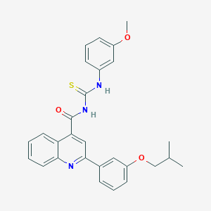 molecular formula C28H27N3O3S B452183 N-[(3-methoxyphenyl)carbamothioyl]-2-[3-(2-methylpropoxy)phenyl]quinoline-4-carboxamide 