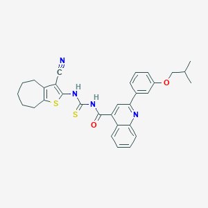 N-[(3-cyano-5,6,7,8-tetrahydro-4H-cyclohepta[b]thiophen-2-yl)carbamothioyl]-2-[3-(2-methylpropoxy)phenyl]quinoline-4-carboxamide