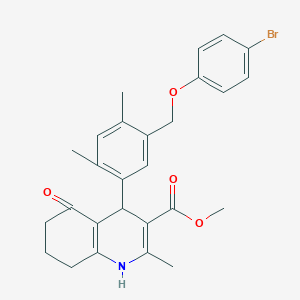 molecular formula C27H28BrNO4 B452189 Methyl 4-{5-[(4-bromophenoxy)methyl]-2,4-dimethylphenyl}-2-methyl-5-oxo-1,4,5,6,7,8-hexahydro-3-quinolinecarboxylate 