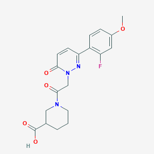 molecular formula C19H20FN3O5 B4521894 1-{[3-(2-fluoro-4-methoxyphenyl)-6-oxopyridazin-1(6H)-yl]acetyl}piperidine-3-carboxylic acid 