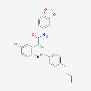molecular formula C27H23BrN2O3 B452190 N-(1,3-benzodioxol-5-yl)-6-bromo-2-(4-butylphenyl)quinoline-4-carboxamide 