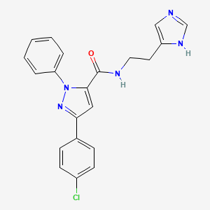 molecular formula C21H18ClN5O B4521927 3-(4-chlorophenyl)-N-[2-(1H-imidazol-4-yl)ethyl]-1-phenyl-1H-pyrazole-5-carboxamide 