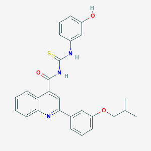molecular formula C27H25N3O3S B452193 N-[(3-hydroxyphenyl)carbamothioyl]-2-[3-(2-methylpropoxy)phenyl]quinoline-4-carboxamide 