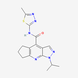 molecular formula C16H18N6OS B4521988 1-isopropyl-N-(5-methyl-1,3,4-thiadiazol-2-yl)-1,5,6,7-tetrahydrocyclopenta[b]pyrazolo[4,3-e]pyridine-4-carboxamide 