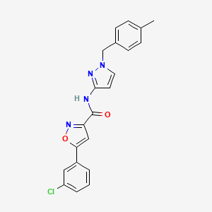 molecular formula C21H17ClN4O2 B4522015 5-(3-chlorophenyl)-N-[1-(4-methylbenzyl)-1H-pyrazol-3-yl]-3-isoxazolecarboxamide 