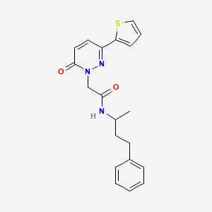 molecular formula C20H21N3O2S B4522031 2-(6-oxo-3-(thiophen-2-yl)pyridazin-1(6H)-yl)-N-(4-phenylbutan-2-yl)acetamide 