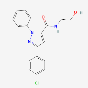 molecular formula C18H16ClN3O2 B4522046 3-(4-chlorophenyl)-N-(2-hydroxyethyl)-1-phenyl-1H-pyrazole-5-carboxamide 