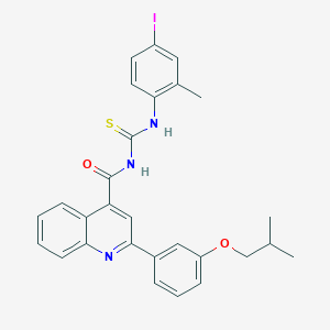 molecular formula C28H26IN3O2S B452212 N-[(4-iodo-2-methylphenyl)carbamothioyl]-2-[3-(2-methylpropoxy)phenyl]quinoline-4-carboxamide 