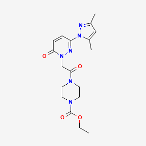 molecular formula C18H24N6O4 B4522153 ethyl 4-{[3-(3,5-dimethyl-1H-pyrazol-1-yl)-6-oxopyridazin-1(6H)-yl]acetyl}piperazine-1-carboxylate 