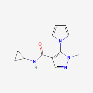 molecular formula C12H14N4O B4522207 N-cyclopropyl-1-methyl-5-(1H-pyrrol-1-yl)-1H-pyrazole-4-carboxamide 