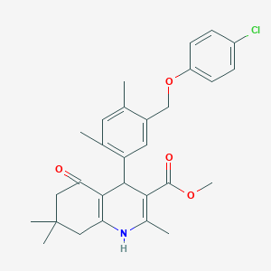 molecular formula C29H32ClNO4 B452233 Methyl 4-{5-[(4-chlorophenoxy)methyl]-2,4-dimethylphenyl}-2,7,7-trimethyl-5-oxo-1,4,5,6,7,8-hexahydro-3-quinolinecarboxylate 