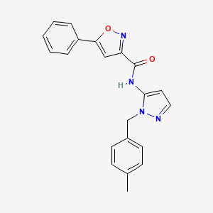 molecular formula C21H18N4O2 B4522392 N-[1-(4-methylbenzyl)-1H-pyrazol-5-yl]-5-phenylisoxazole-3-carboxamide 