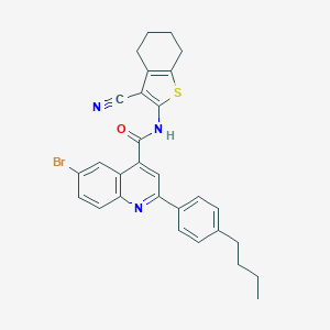 molecular formula C29H26BrN3OS B452241 6-bromo-2-(4-butylphenyl)-N-(3-cyano-4,5,6,7-tetrahydro-1-benzothiophen-2-yl)quinoline-4-carboxamide 