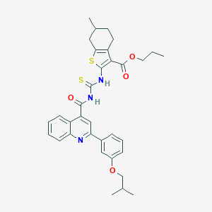 Propyl 2-{[({[2-(3-isobutoxyphenyl)-4-quinolinyl]carbonyl}amino)carbothioyl]amino}-6-methyl-4,5,6,7-tetrahydro-1-benzothiophene-3-carboxylate