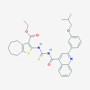ethyl 2-{[({[2-(3-isobutoxyphenyl)-4-quinolinyl]carbonyl}amino)carbothioyl]amino}-5,6,7,8-tetrahydro-4H-cyclohepta[b]thiophene-3-carboxylate